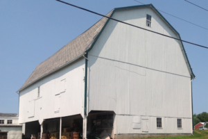 gambrel roof of barn