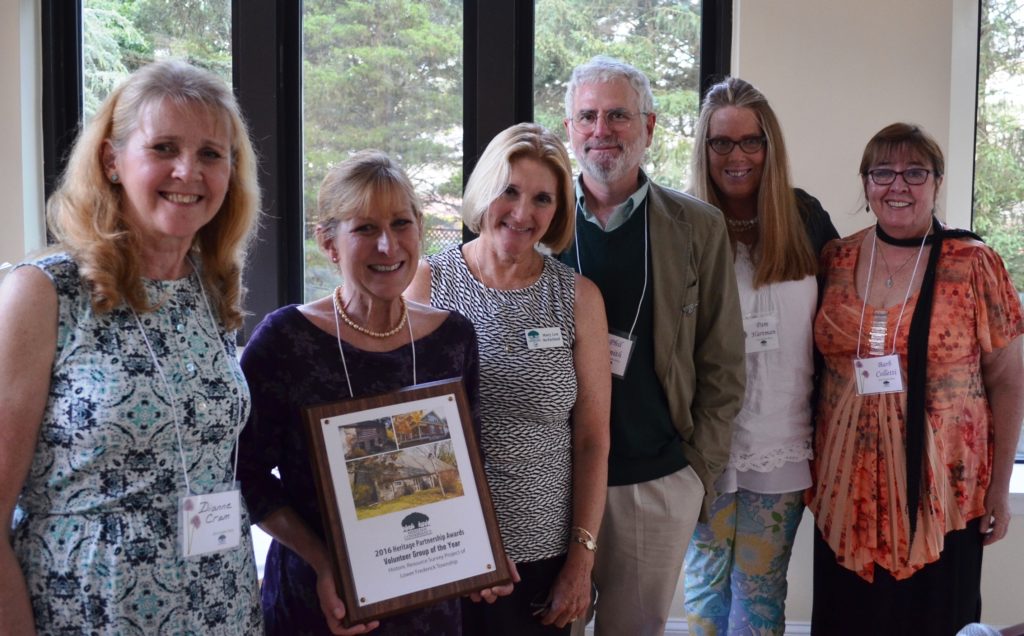 Members of the Lower Frederick Township Historic Resource Survey Group with Mary Lou McFarland, Heritage Conservancy's Senior Preservation Specialist (3rd in from left)